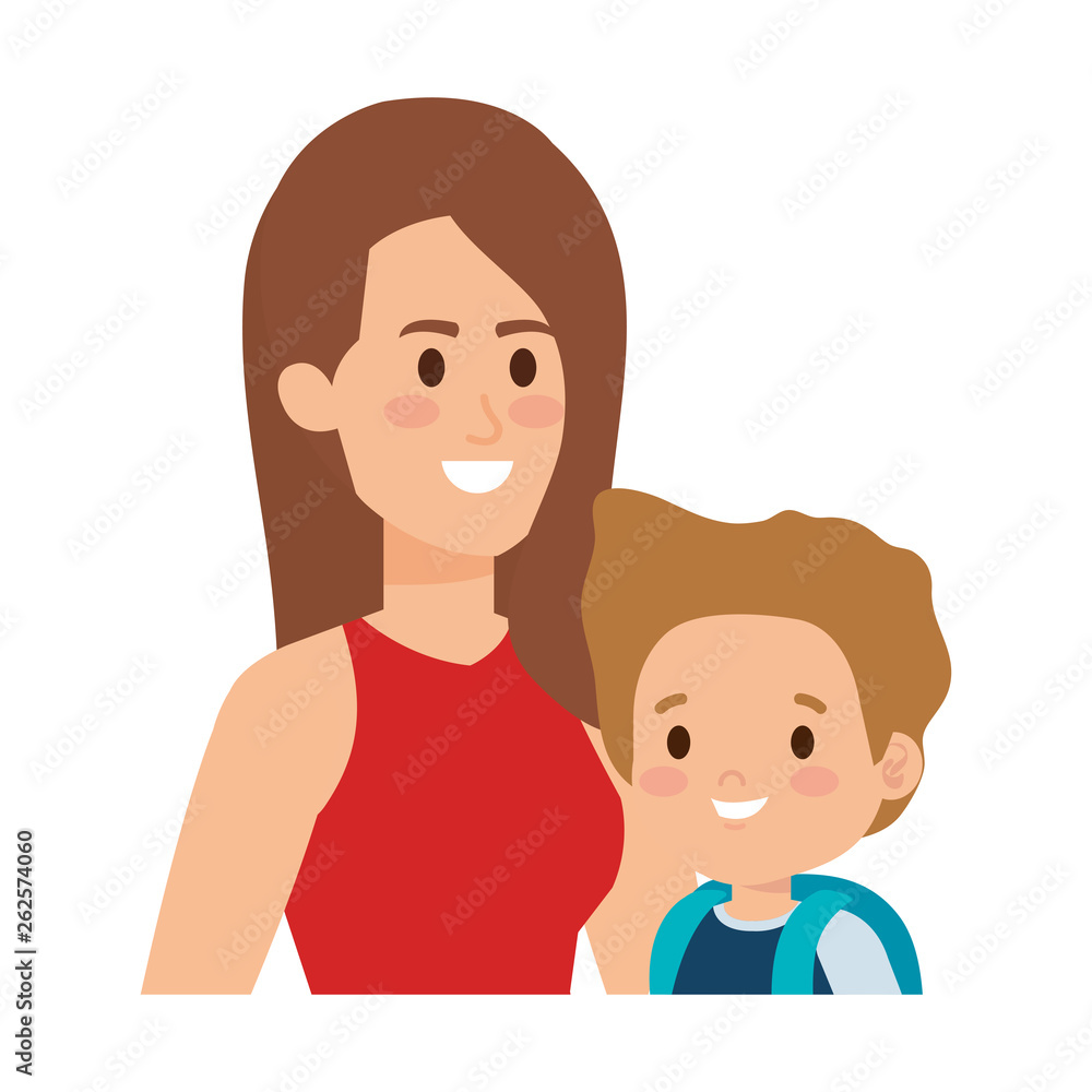 young mother with little son characters young mother with little son characters