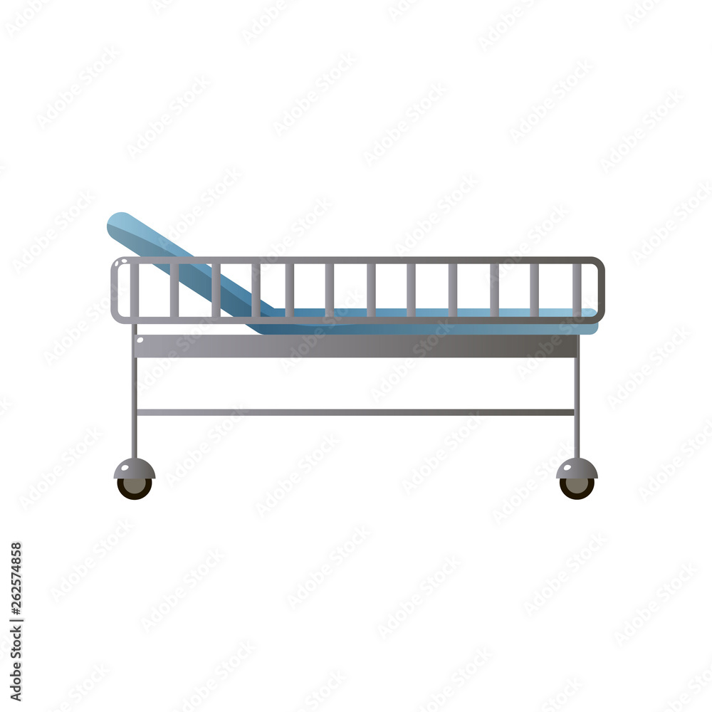 Metal high hospital bed with steel protect and blue mattress Metal high hospital bed with steel protect and blue mattress