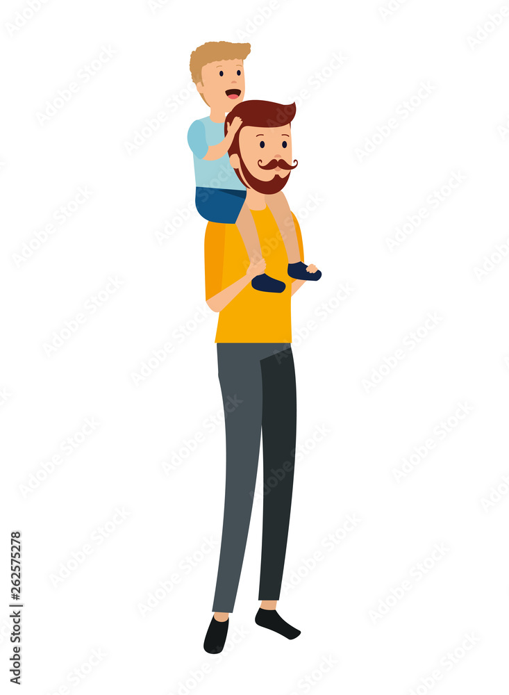 young father with son characters