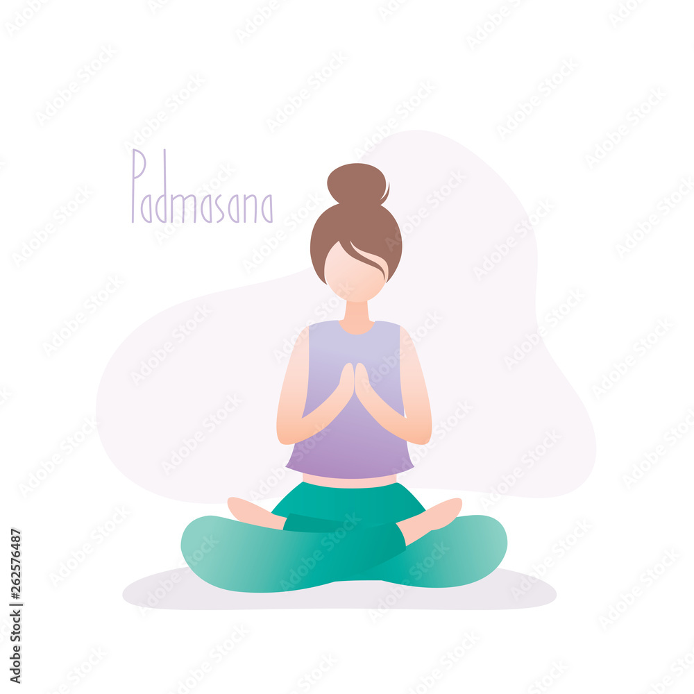 Lotus pose flat vector illustration. Padmasana. Caucausian woman performing yoga  posture in green and yellow sportswear. Workout. Physical exercise.  Isolated cartoon character on white background 4305961 Vector Art at  Vecteezy