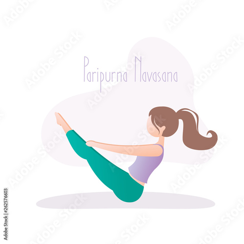Girl doing yoga pose,Boat Pose or Paripurna Navasana asana in hatha yoga