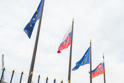 slovak and eu european union flags