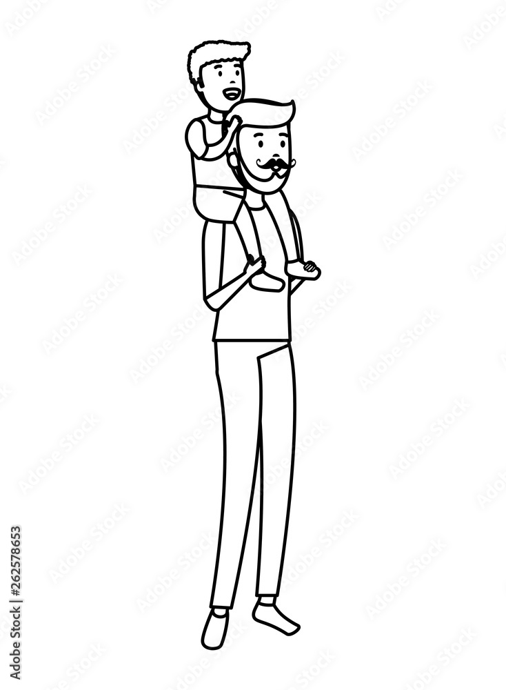 young father with son characters young father with son characters
