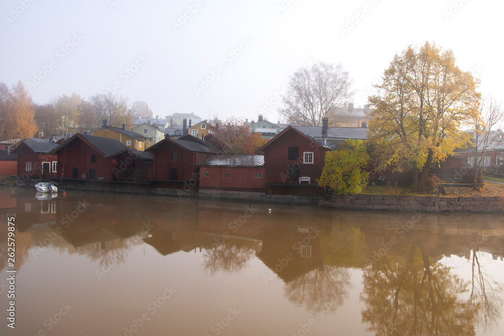 Porvoo city and Porvoonjoki river view, old wooden houses, Finland Porvoo city and Porvoonjoki river view, old wooden houses, Finland