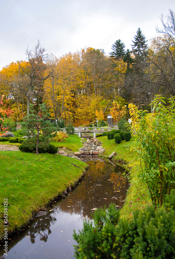 View of Japanese garden in Kadriorg park, Tallinn, Estonia