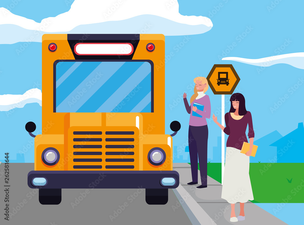 female teachers couple in stop bus characters female teachers couple in stop bus characters