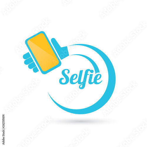 Taking Selfie Photo on Smart Phone concept icon isolated on white. vector illustration