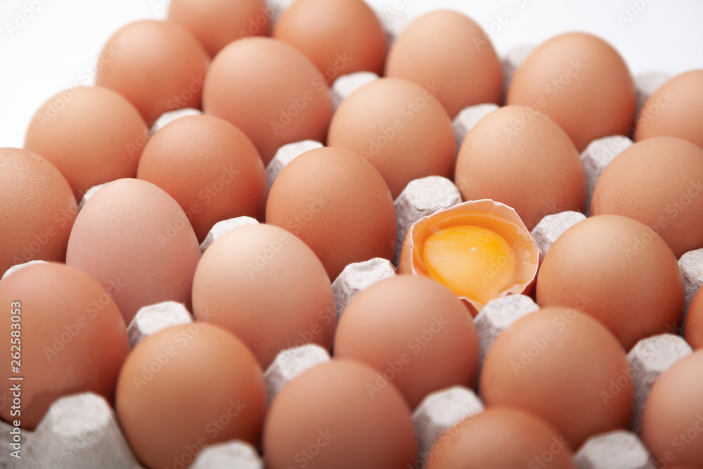 Chicken yellow eggs in a carton box. Chicken yellow eggs in a carton box.