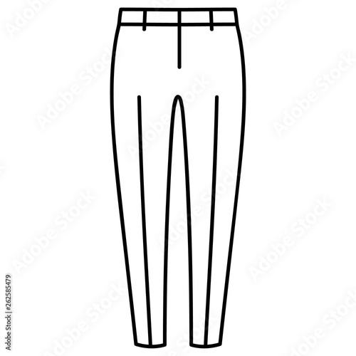 Women's pants outlined icon in white background