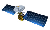 Realistic satellite. 3d render satelit illustration. Satelite isolated on white background.