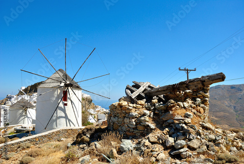 Windmills at Hora village, Serifos island, Greece