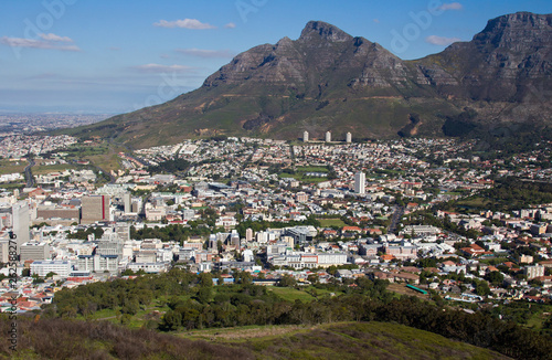 Aerial view of Cape town South Africa from a helicopter. Panorama Cape Town South Africa from birds eye view on a sunny day.