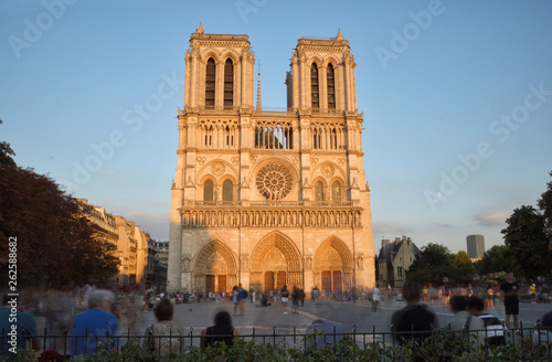 Notre Dame de Paris at sunset.
