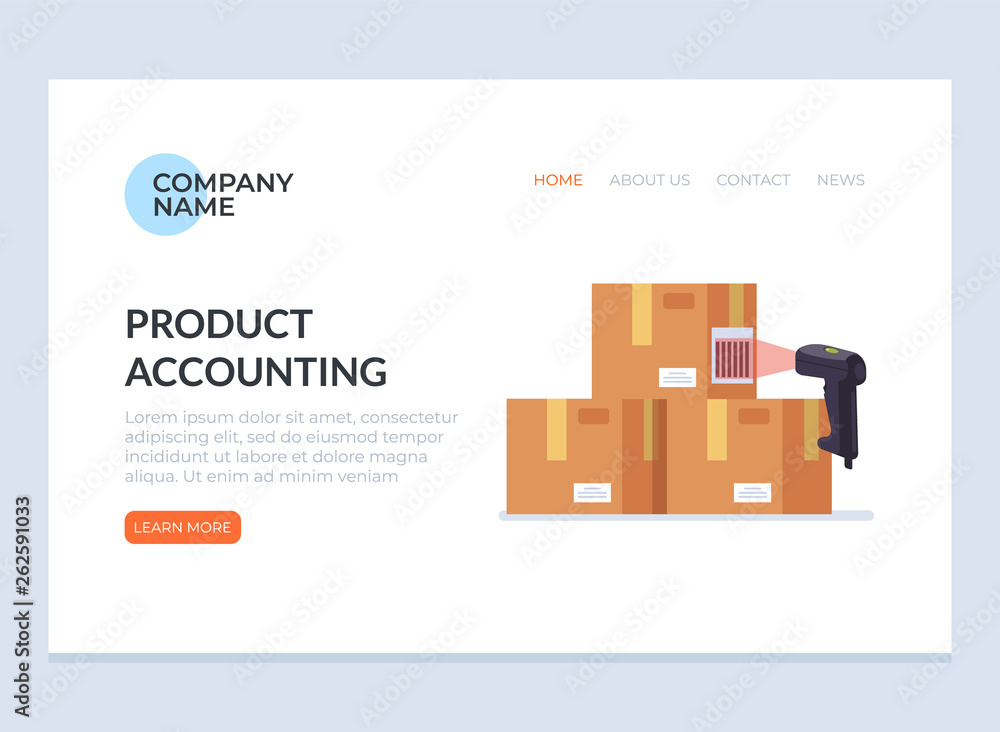 Fototapeta premium Barcode scanner scanning box label information data. Cargo delivery sale web page banner concept. Vector flat cartoon graphic design isolated icon illustration