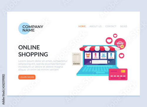Online shopping web page banner poster concept graphic design illustration