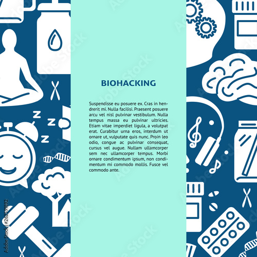 Biohacking concept background in flat style with place for text