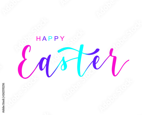 Hand sketched Happy Easter typography lettering poster. Modern calligraphy. Colorful sign isolated on white background. Vector illustration.