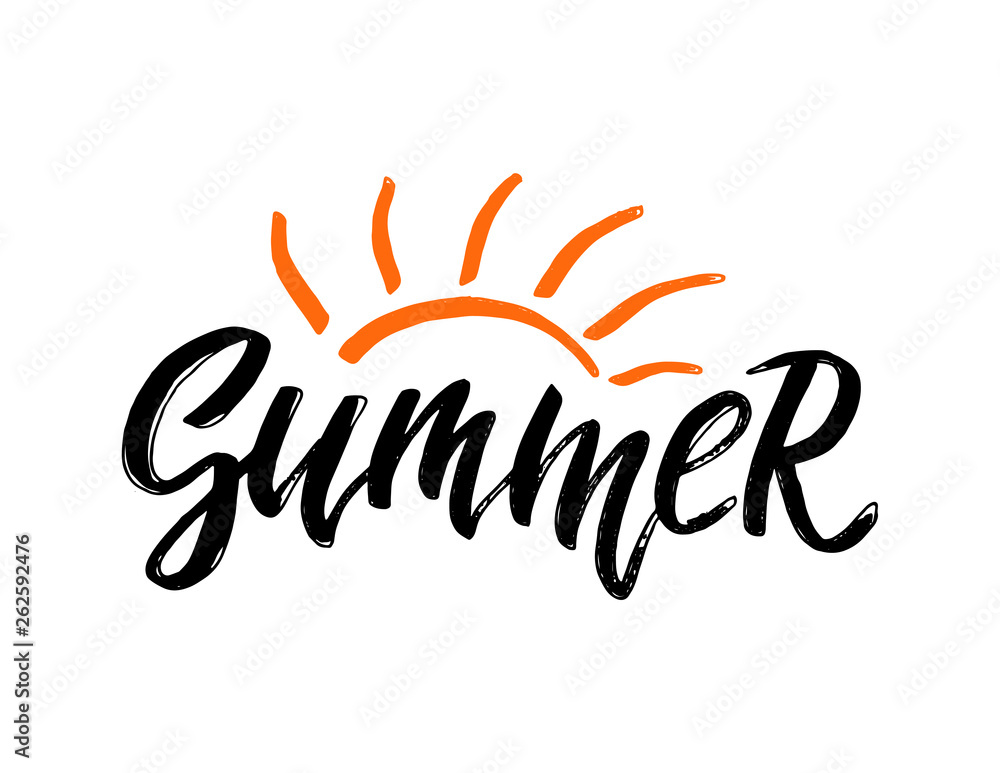 Handwritten text hello Summer with sun vector banner design. Warm season lettering typography for card, invitation.Calligraphy greeting card. Logo, badge, icon, banner, poster, sticker, print. Handwritten text hello Summer with sun vector banner design. Warm season lettering typography for card, invitation.Calligraphy greeting card. Logo, badge, icon, banner, poster, sticker, print.