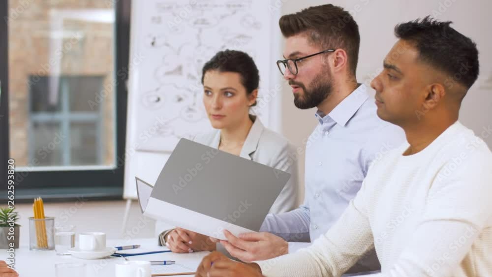 fail, hiring and employment concept - international team of recruiters having interview with asian female employee at office fail, hiring and employment concept - international team of recruiters having interview with asian female employee at office
