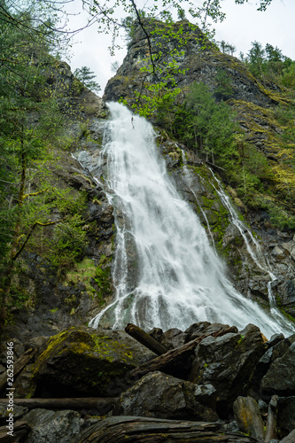 Rocky Brook Falls flows out of the Olympic National Park near Brinnon  Washington on Washington s Olympic Peninsula