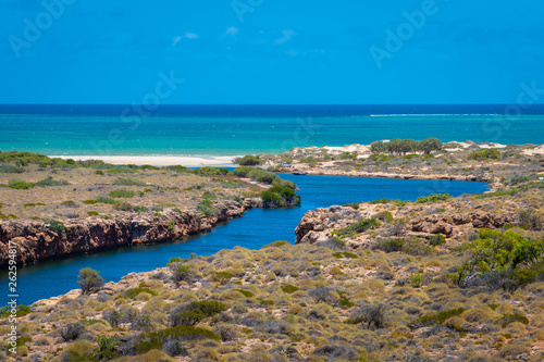 Yardie Creek leading into the Indian Ocean at Cape Range National Park Australia