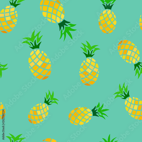 Cute summer seamless pattern with pineapples