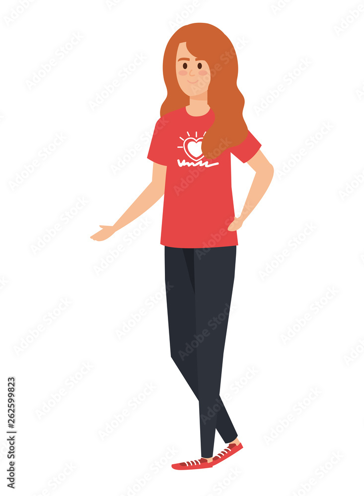 Fototapeta premium young woman volunteer character