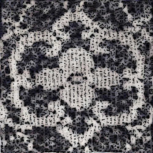 Handmade doily background texture grunge. Crocheted motive. Square tablecloth with flowers.
