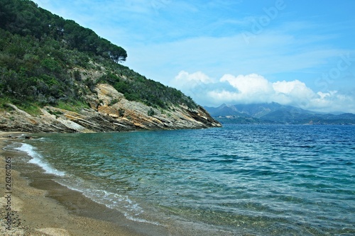 Italy-view on the beach and seacoast near village Naregno on the island of Elba photo