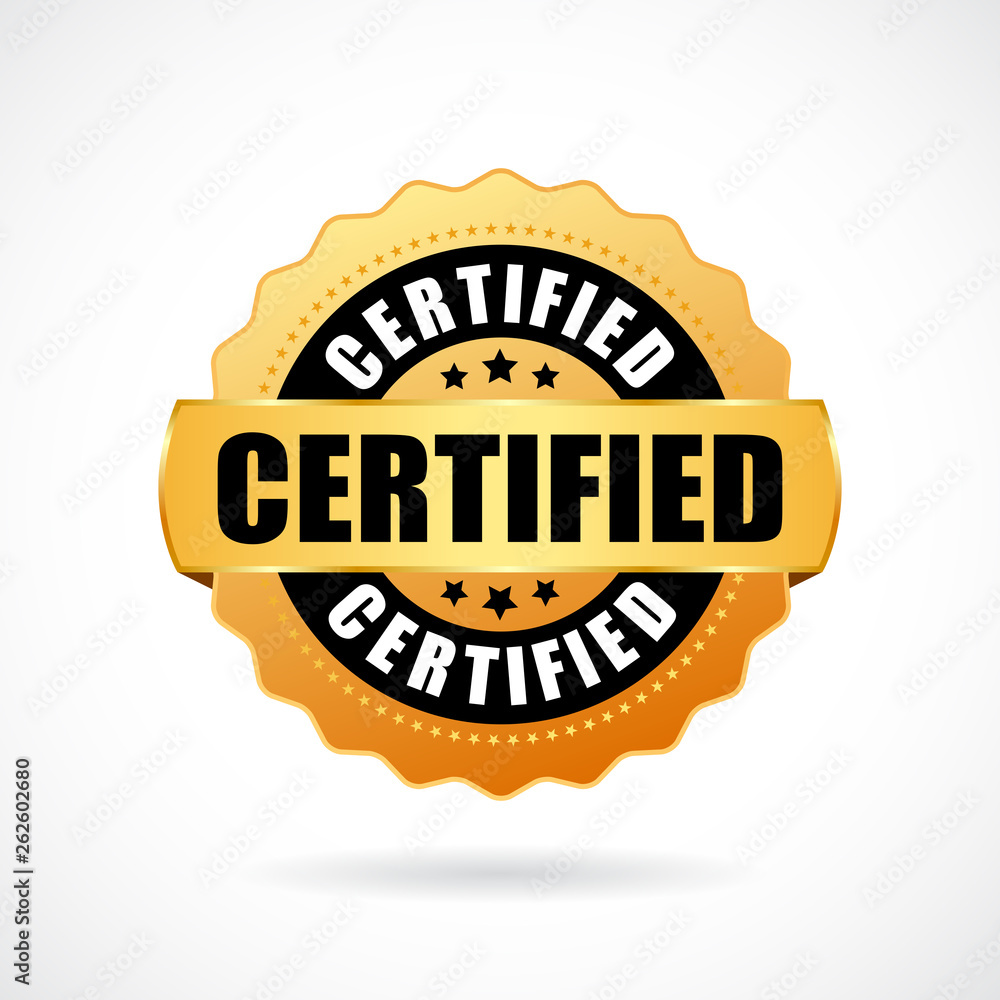 Certified gold vector icon
