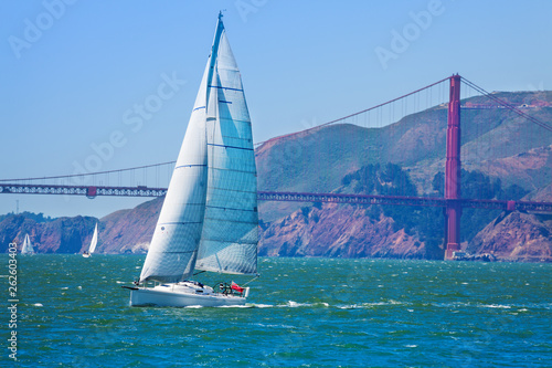Yacht sailing at the San Francisco bay, USA