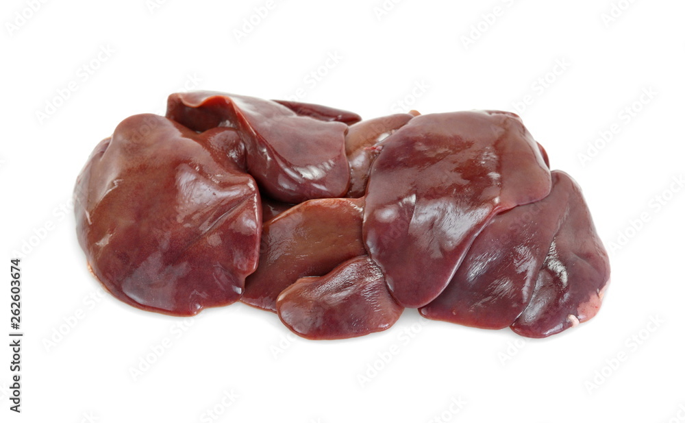 Raw chicken liver isolated on white background