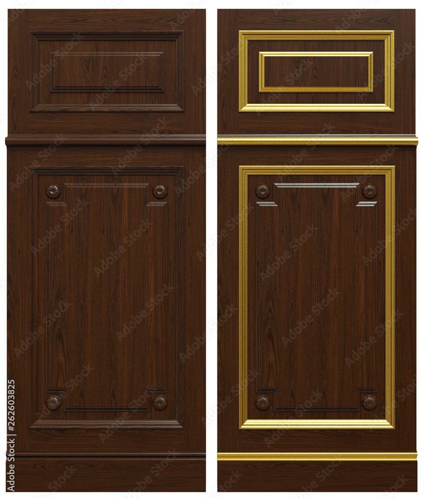 Classic wooden panel and veneer and patina gold Classic wooden panel and veneer and patina gold