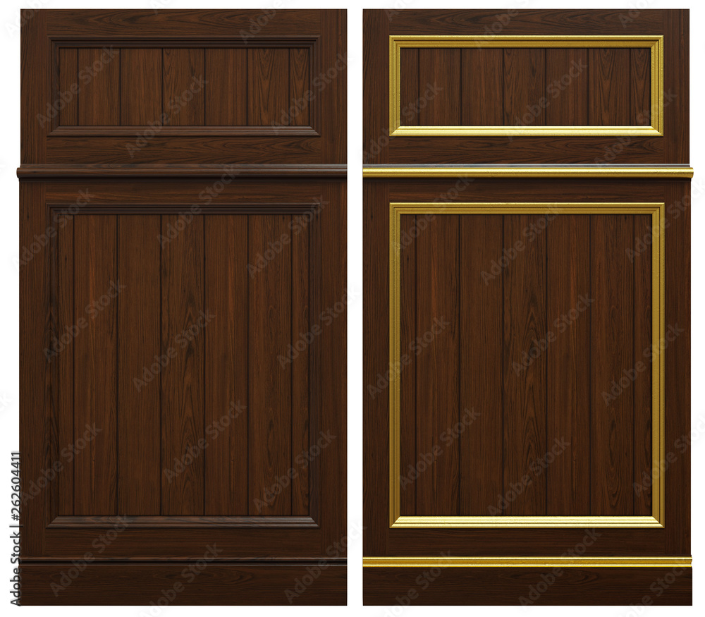 Classic wooden panel and veneer and patina gold