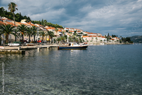 Fototapeta Naklejka Na Ścianę i Meble -  Harbor in Korcula Old Town on Korcula Island Along the Dalmatian Coast of Croatia