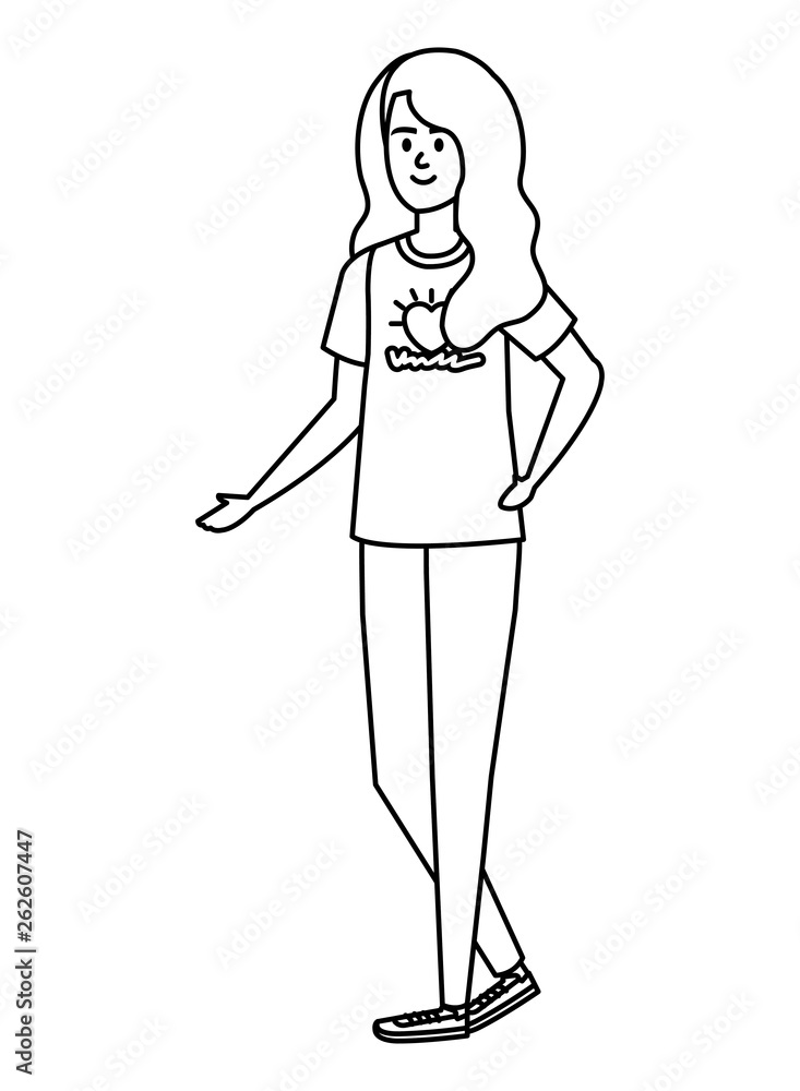 young woman volunteer character young woman volunteer character
