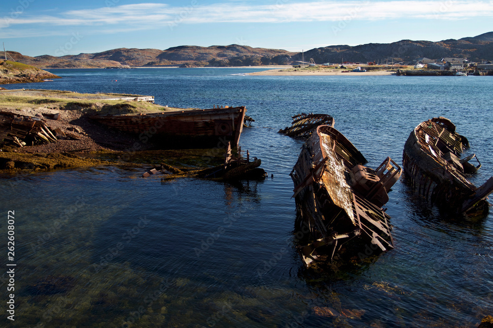 boat on the beach teriberka