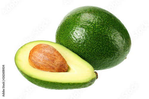 avocado with slices isolated on white background