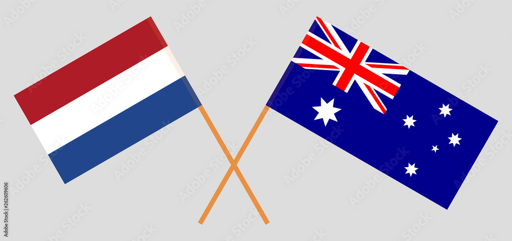 Australia and Netherlands. The Australian and Netherlandish flags. Official colors. Correct proportion. Vector