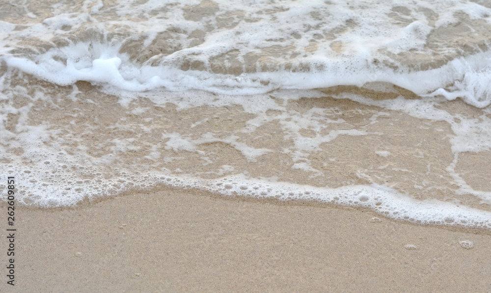 Beautiful soft waves of Blue Ocean with Sandy Beach Background close up. Sea sand wallpaper Beautiful soft waves of Blue Ocean with Sandy Beach Background close up. Sea sand wallpaper