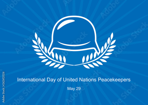International Day of United Nations Peacekeepers vector. Military helmet on a blue background. Peacekeepers vector illustration. Important day