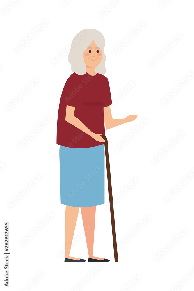 old woman with cane character old woman with cane character