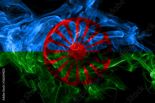 Fotografia Gipsy smoke flag isolated on black background