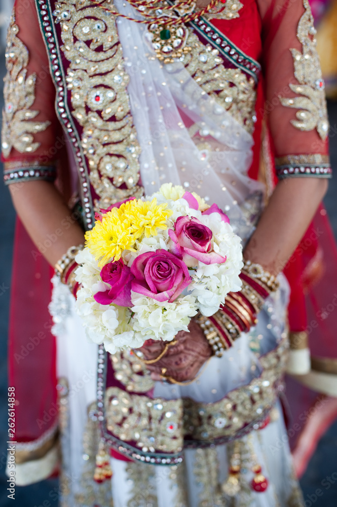 South Asian Bride with bouquet