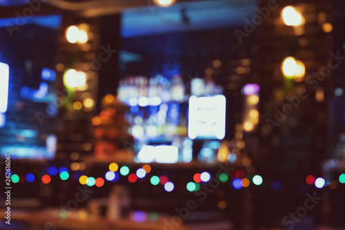 Blurred bokeh of the bar counter.