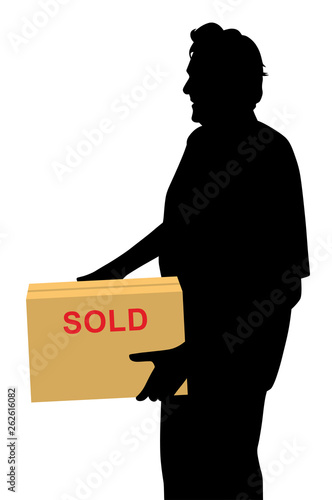 Happy buyer carrying something purchased and packed in a box