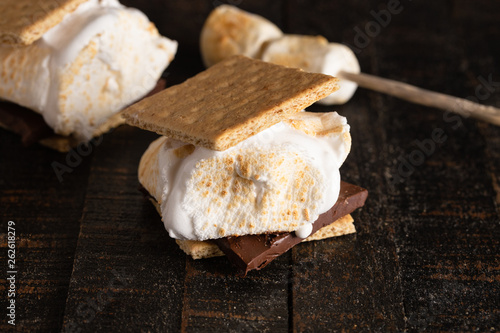 Smores on a Wooden Surface