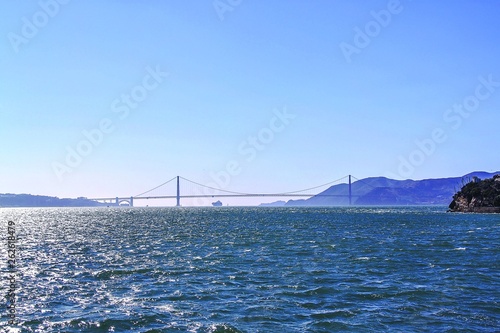 Gorgeous Golden Gate Bridge on Blue sky background. San Francisco, California.