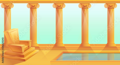 cartoon throne in greek style, vector illustration