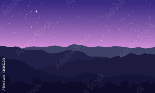 Star on sky in mountain.
